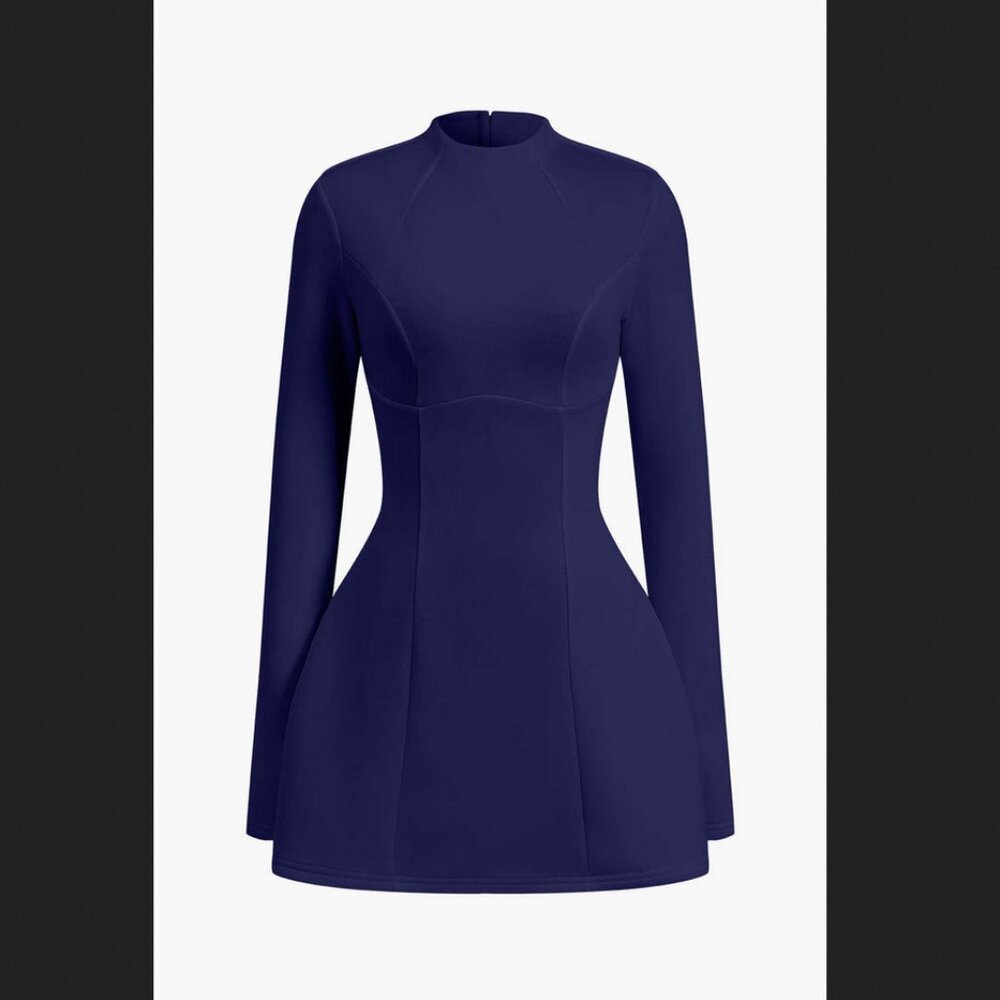 Micas Backless Mini Dress Womens XS Dark Blue Long Sleeve NEW NWT Coastal